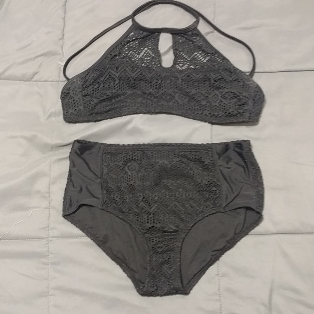 Black Halter Top High Waisted Bikini